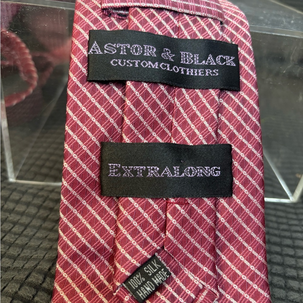 Astor & Black Extra Long Red Silk Tie